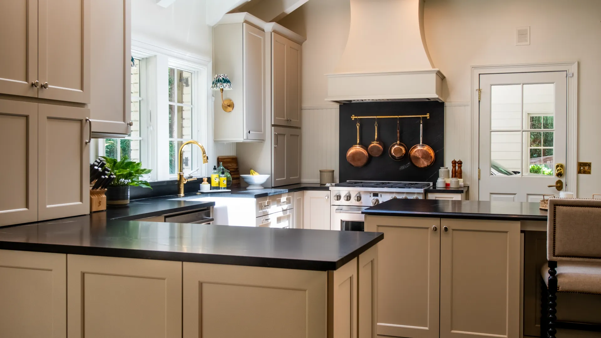 Traditional warm-toned kitchen with copper accents